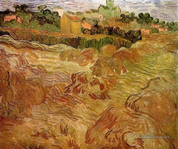Champs de blé avec Auvers en arrière plan Vincent van Gogh Peinture à l'huile